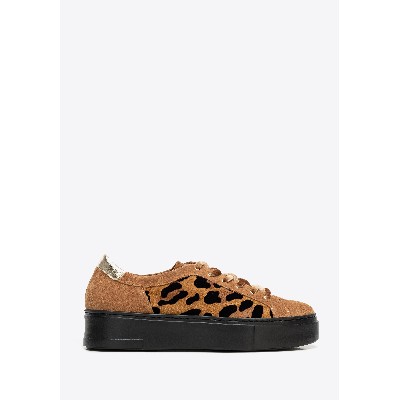 Damskie sneakersy ze skóry zamszowej motyw panterki