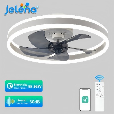 Jelena Nowoczesny Inteligentny Wentylator Sufitowy LED Pilotem do Sypialni Salonu Oprawy Oświetleniowe Wentylatorem Sufitowym Dekoracja Domu