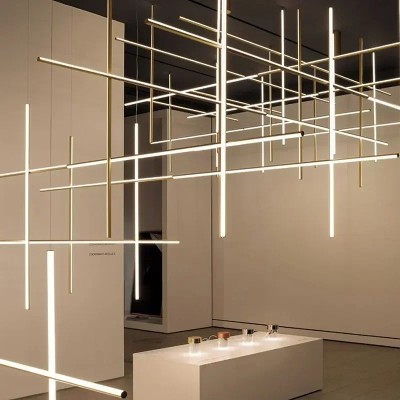 Nordycki projektant wisiorek światło nowoczesna dekoracja domu proste linie lampa Led willa schody żyrandole do jadalni