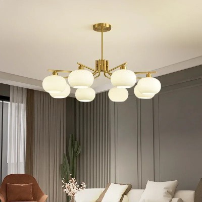 Nowoczesna dekoracja wnętrz Żyrandole salonowe Prosty kremowy styl Led Lights Nordic Salon Jadalnia Sypialnia Lampa wisząca Oświetlenie