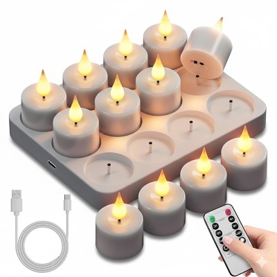 Łatwe użyciu ładowalne lampki LED typu tea light ładowalne świece tea light timerem podstawką ładującą do dekoracji
