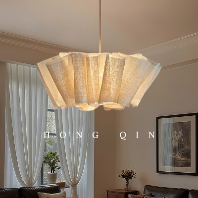 Lampa wisząca Wabi Sabi ręcznie robiona tkaniny LED vintage do salonu gabinetu sklepu odzieżowego restauracji designerska lampa wisząca