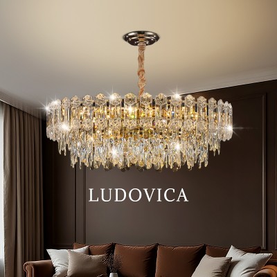 Nowoczesny Żyrandol do Salonu Wysokim Sufitem Kryształowy Żyrandol LED Designerski Nordycki Żyrandol do Jadalni Oświetlenie