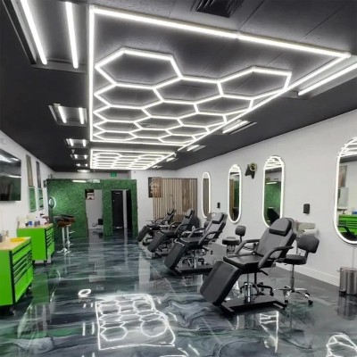 Sześciokątne lampy garażowe do samodzielnego montażu lampy sufitowe do samochodów super jasne sześciokątne diody LED do salonów samochodowych warsztatów garaży siłowni