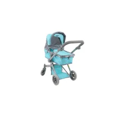 Wózek głęboki dla lalek miętowy kropki pudełku