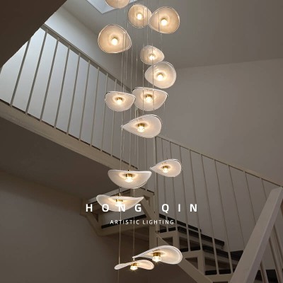 Luksusowy żyrandol schodowy lampa wisząca oświetlenie do dupleksu loftu szklana lampa wisząca nordycki minimalistyczny żyrandol na długą klatkę schodową żyrandol