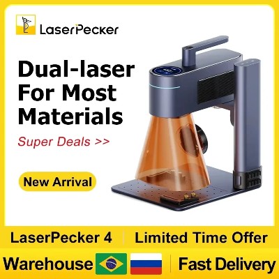 LASERPECKER LP4 Maszyna do grawerowania laserowego do wszystkich materiałów Podwójna lekka grawerka laserowa Przenośna do rzeźbienia metalu drewnie plastiku