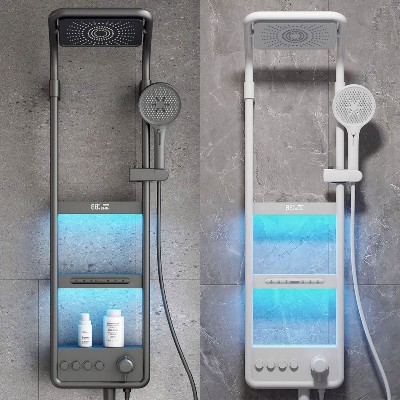 Luksusowy inteligentny system prysznicowy do łazienki wyświetlaczem LED termostatyczny panel prysznicowy mieszaczem zestaw do masażu SPA natryskiem tylnym nowoczesny