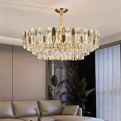 Lampa sufitowa do jadalni nowoczesny żyrandol LED kryształami wisząca lampa sufitowa do salonu willi loftu oświetlenie wiszące