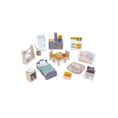Zestaw mebelków drewniany do domku