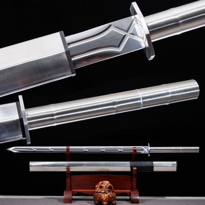 Miecz Średniowieczny Ostrze ze Stali Wysokomanganowej Ręcznie Robiony Pełny Tang Metalowy Saya Gotowy do Treningu Miecze Samurajskie Katany Smok