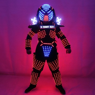 LED Robot kostiumy ubrania światła LED świecące parkiet ubranie pokazu do występów klubie nocnym