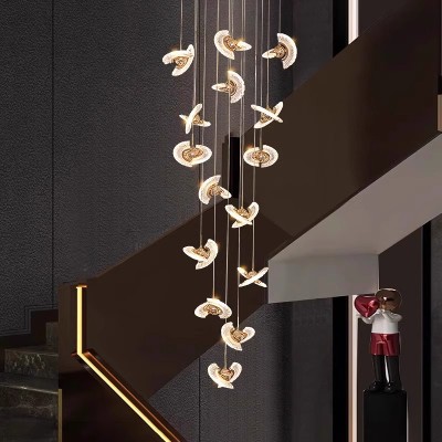 Nowoczesny żyrandol na schody Lampy wiszące oświetlenie wewnętrzne Lampa sufitowa wisząca światło led Żyrandole do salonu oświetlenie wewnętrzne