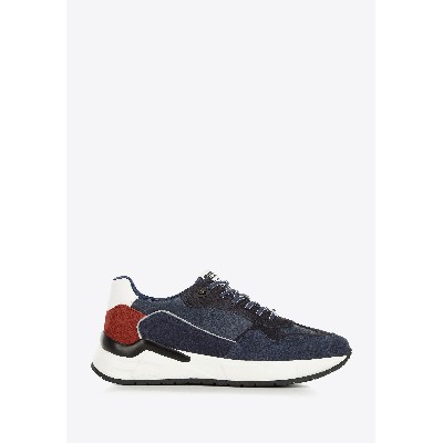Męskie sneakersy skórzane motywem jodełkę niebieskoczerwone