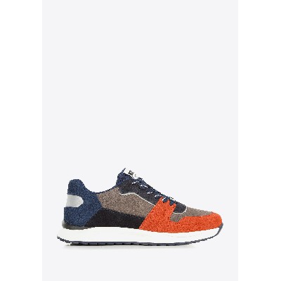 Męskie sneakersy odblaskową wstawką szaropomarańczowe