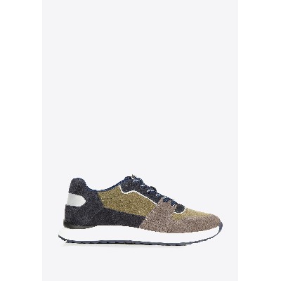 Męskie sneakersy odblaskową wstawką zielonoszare